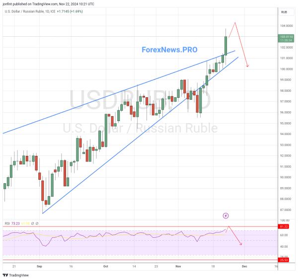 USD/RUB прогноз Доллар Рубль на неделю 25-29 ноября 2024